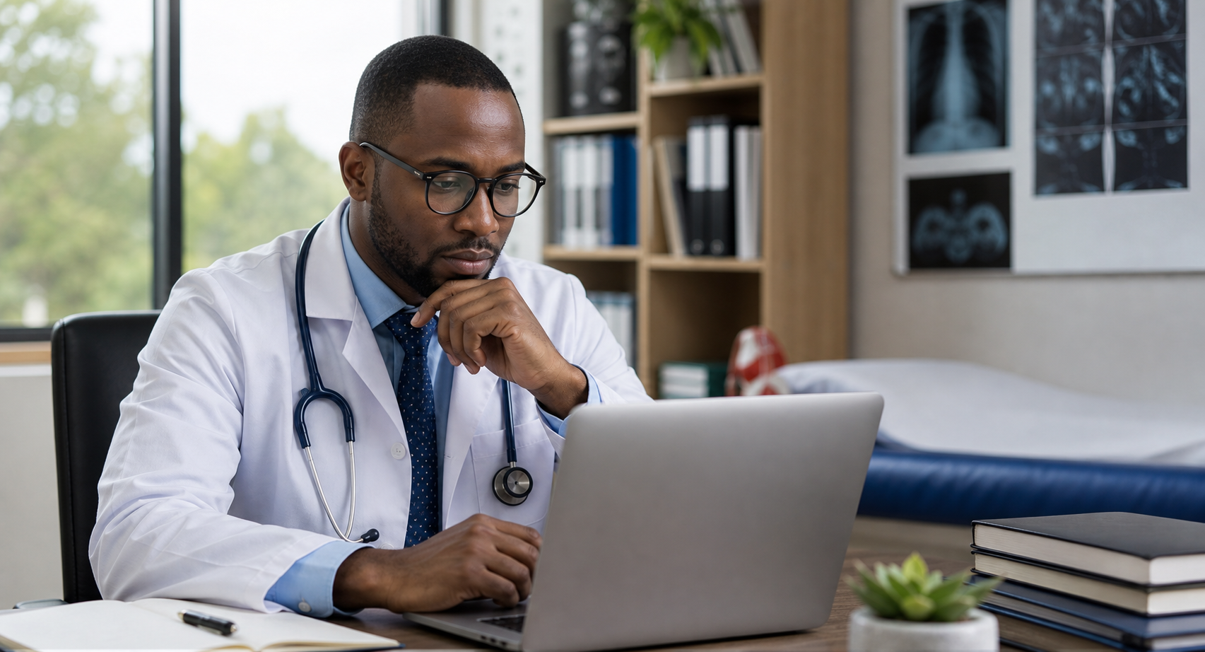 Doctor dictating clinical notes